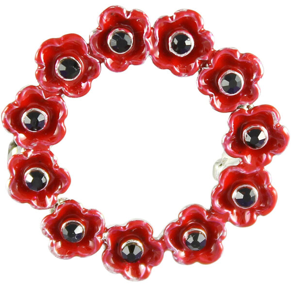 Poppy brooch small wreath enamel design 25mm