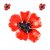 Enamel Poppy Brooch & Stud Set 