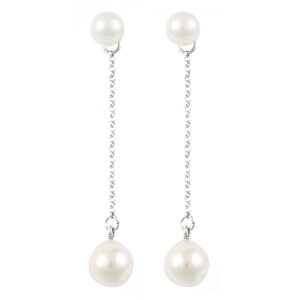 Pearl long drop earrings