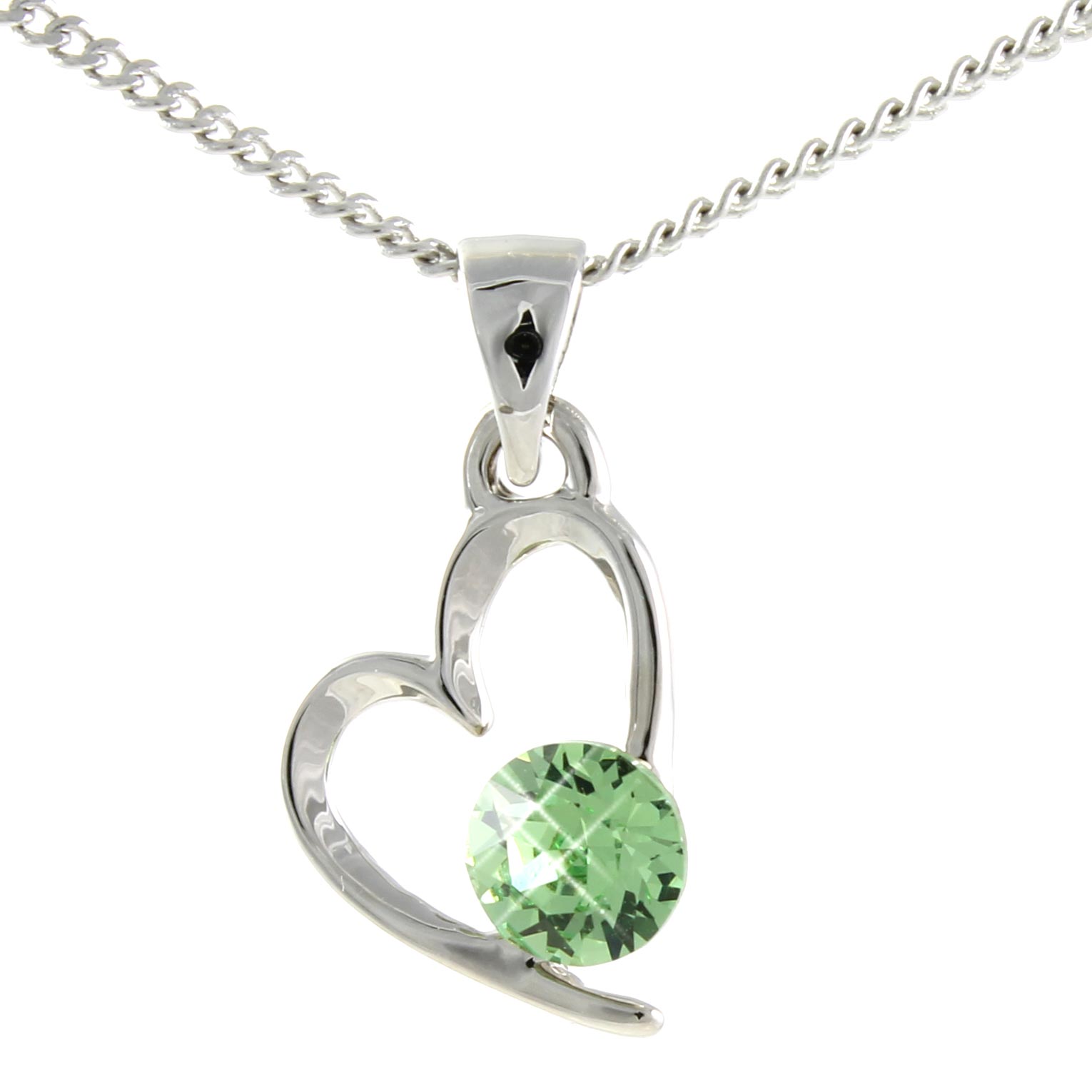 August birthstone heart pendant with Swarovski® crystal