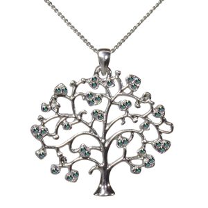 Tree of Life crystal (Rhodium) pendant
