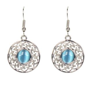 Circle with blue stone earrings