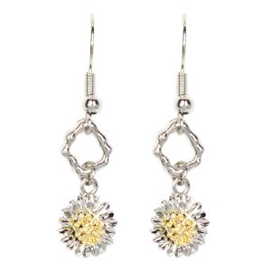 Gold and rhodium daisy earrings