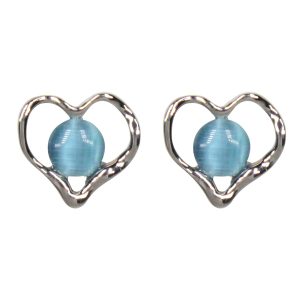 Irregular heart shape with blue stone earrings