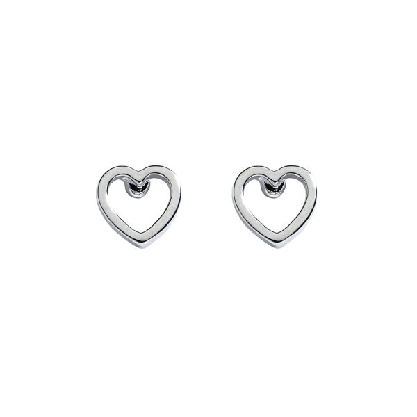 Open Heart Rhodium Stud