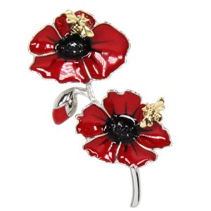 Two Poppies With Bees